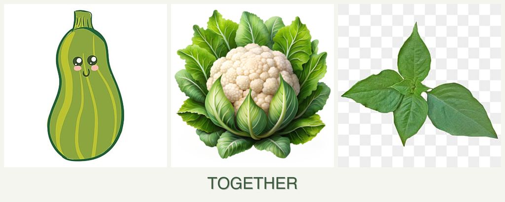 Can you plant zucchini, cauliflower and basil together?