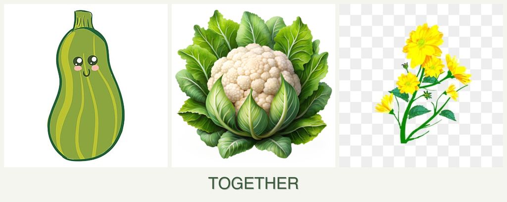 Can you plant zucchini, cauliflower and calendula together?