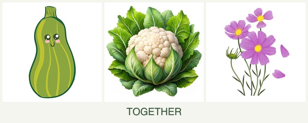 Can you plant zucchini, cauliflower and cosmos together?