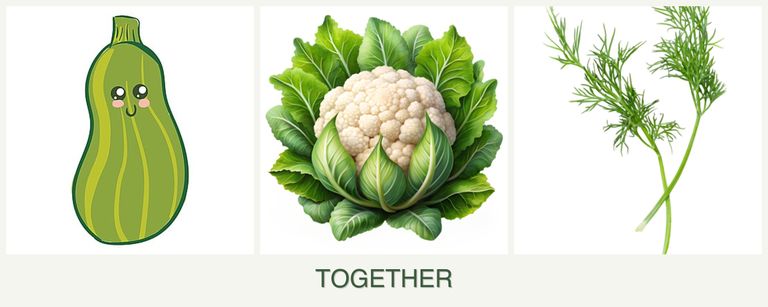 Can you plant zucchini, cauliflower and dill together?