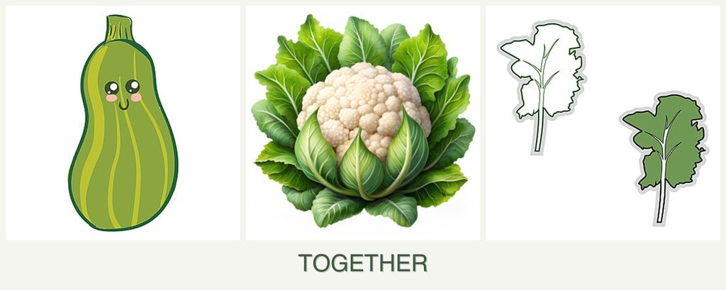 Can you plant zucchini, cauliflower and kale together?
