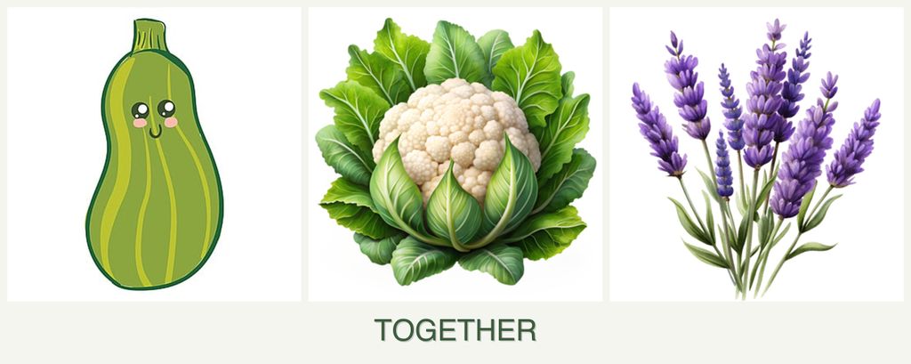 Can you plant zucchini, cauliflower and lavender together?