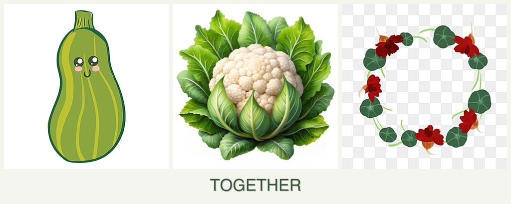 Can you plant zucchini, cauliflower and nasturtiums together?