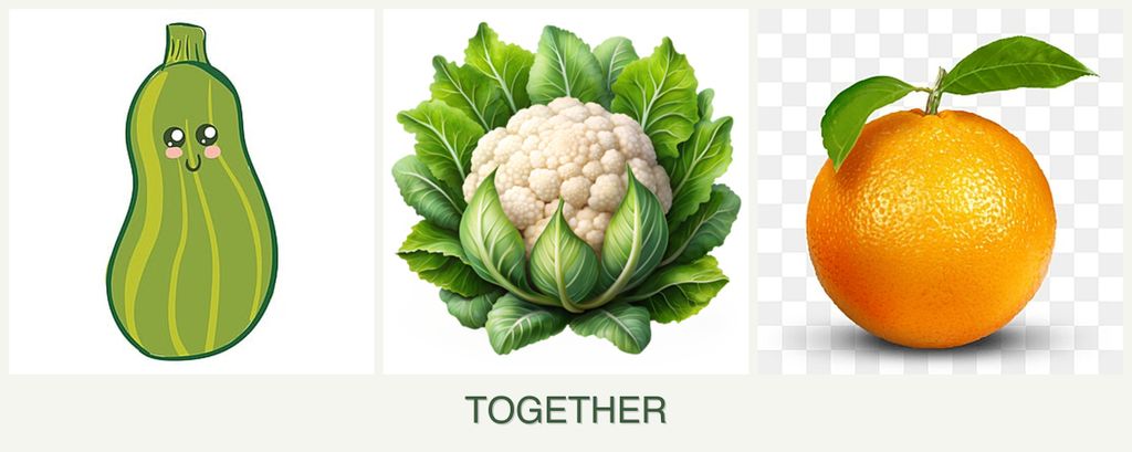 Can you plant zucchini, cauliflower and oranges together?