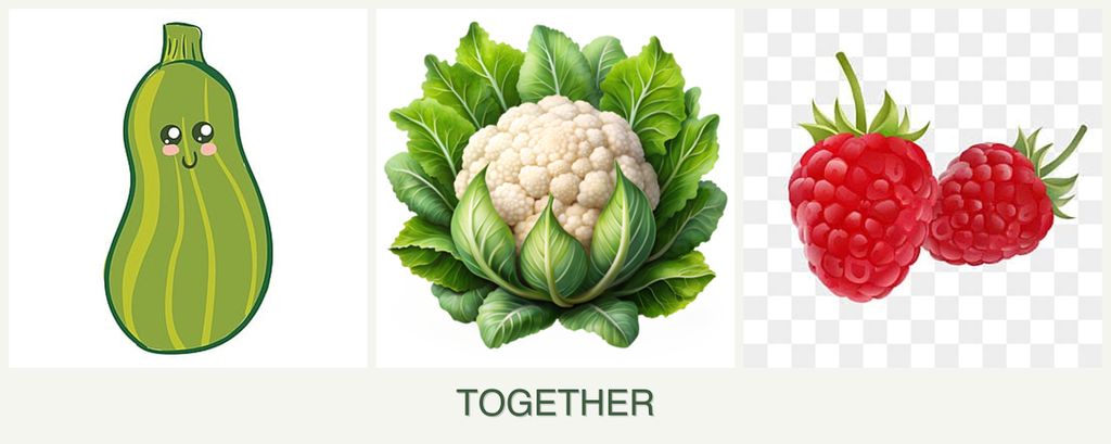 Can you plant zucchini, cauliflower and raspberries together?