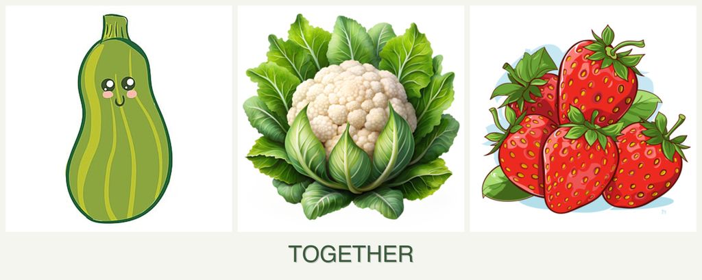 Can you plant zucchini, cauliflower and strawberries together?