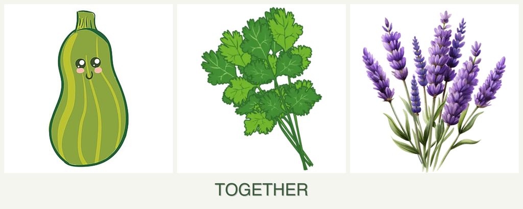 Can you plant zucchini, cilantro and lavender together?