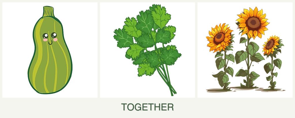 Can you plant zucchini, cilantro and sunflowers together?