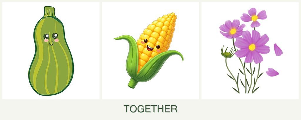 Can you plant zucchini, corn and cosmos together?