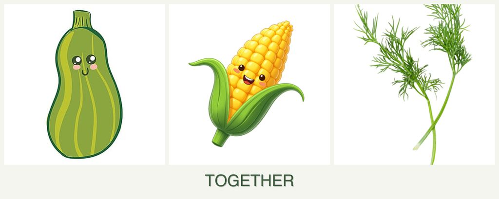 Can you plant zucchini, corn and dill together?