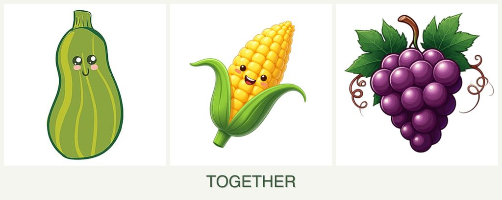 Can you plant zucchini, corn and grapes together?