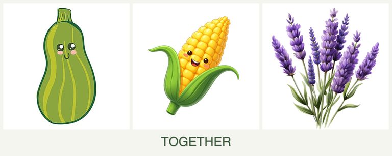 Can you plant zucchini, corn and lavender together?
