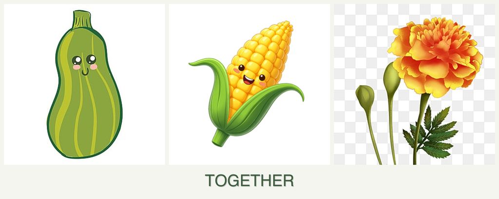 Can you plant zucchini, corn and marigolds together?