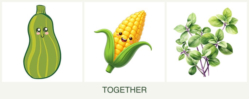 Can you plant zucchini, corn and oregano together?