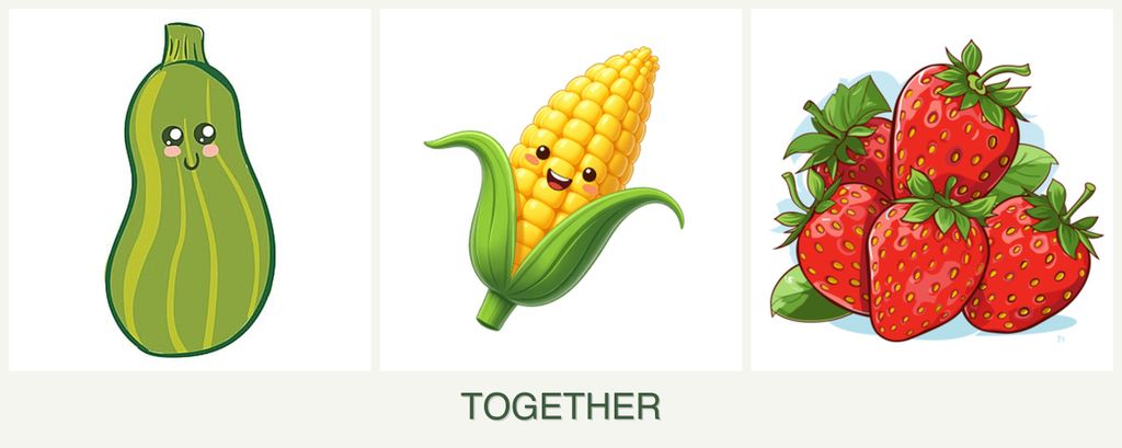 Can you plant zucchini, corn and strawberries together?