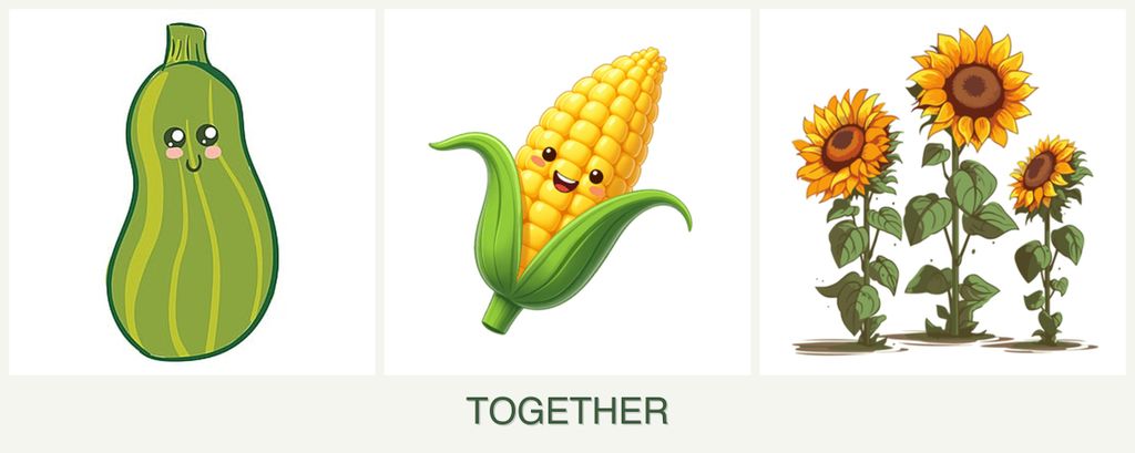 Can you plant zucchini, corn and sunflowers together?