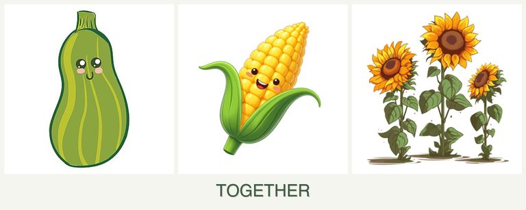 Can you plant zucchini, corn and sunflowers together?