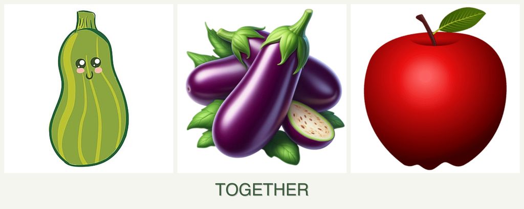 Can you plant zucchini, eggplant and apples together?