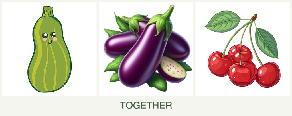 Can you plant zucchini, eggplant and cherries together?