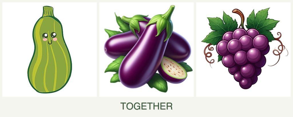 Can you plant zucchini, eggplant and grapes together?