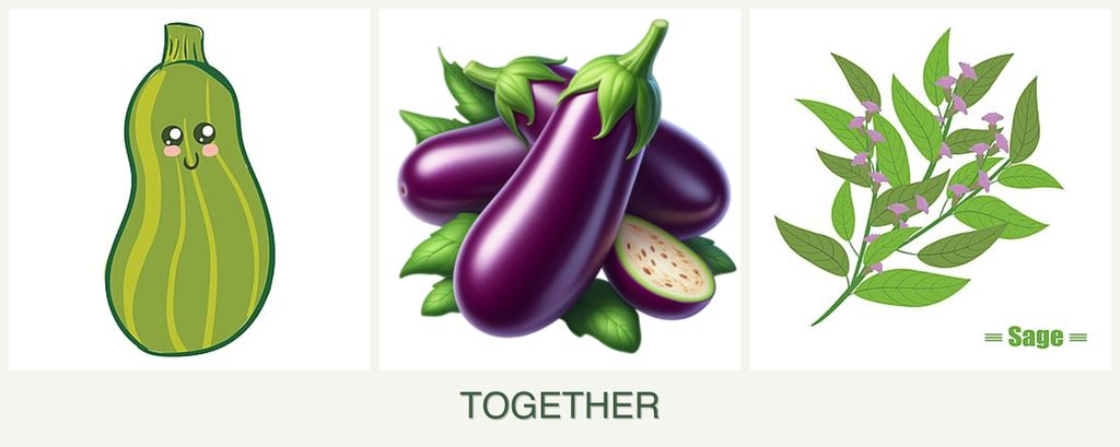 Can you plant zucchini, eggplant and sage together?