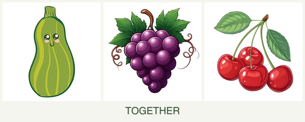Can you plant zucchini, grapes and cherries together?