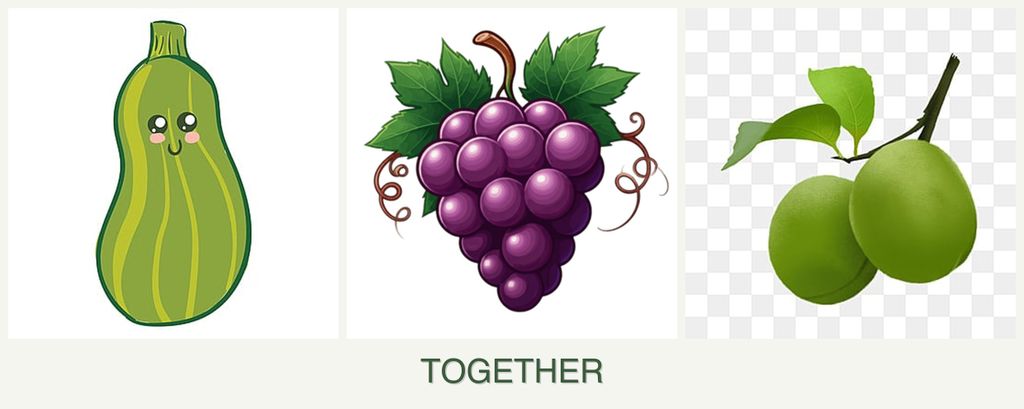 Can you plant zucchini, grapes and plums together?