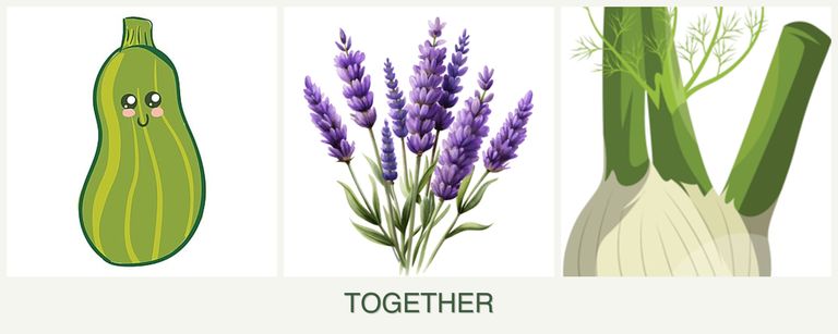 Can you plant zucchini, lavender and fennel together?