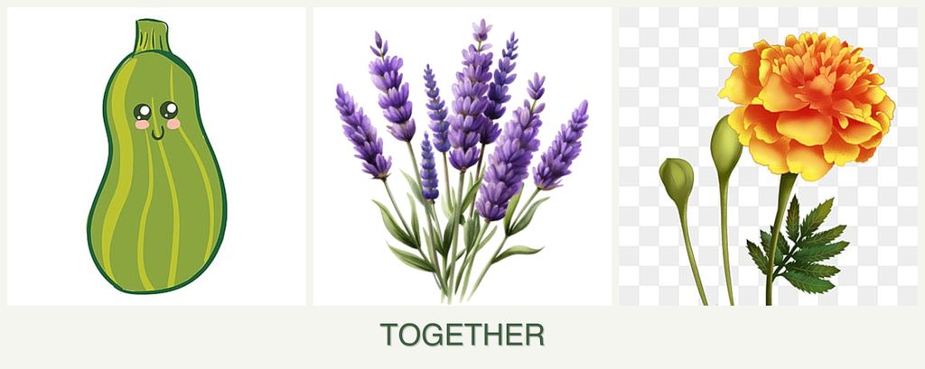 Can you plant zucchini, lavender and marigolds together?