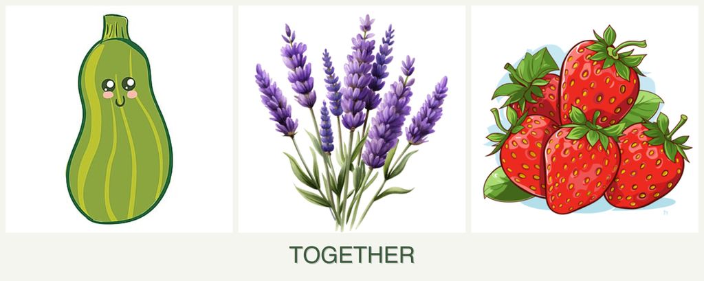 Can you plant zucchini, lavender and strawberries together?