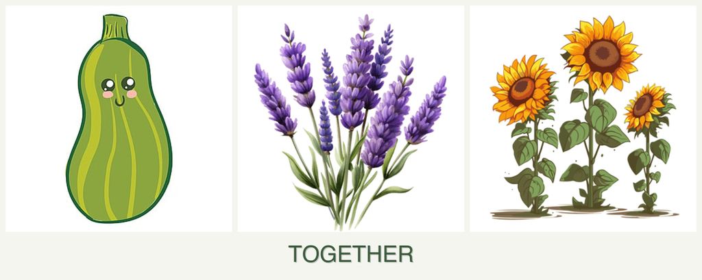 Can you plant zucchini, lavender and sunflowers together?