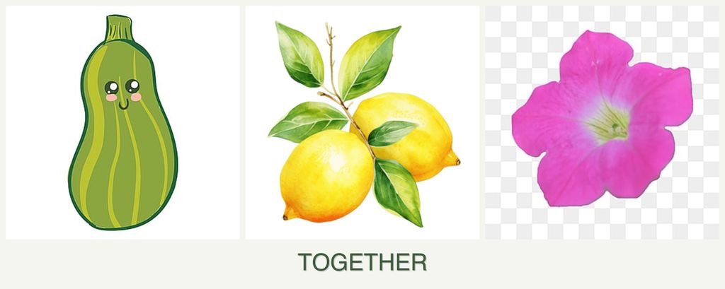 Can you plant zucchini, lemons and petunias together?