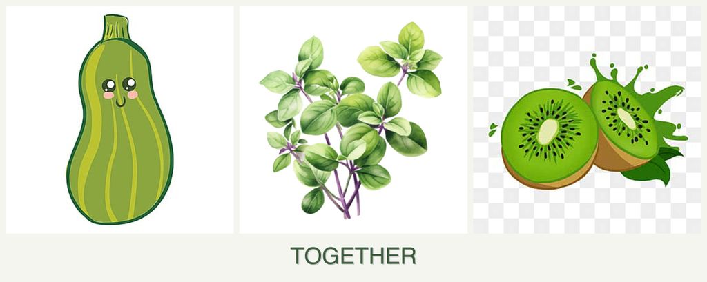 Can you plant zucchini, oregano and kiwi together?