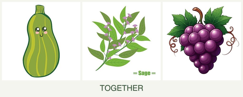 Can you plant zucchini, sage and grapes together?