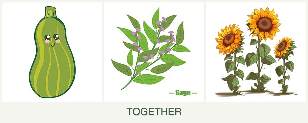 Can you plant zucchini, sage and sunflowers together?