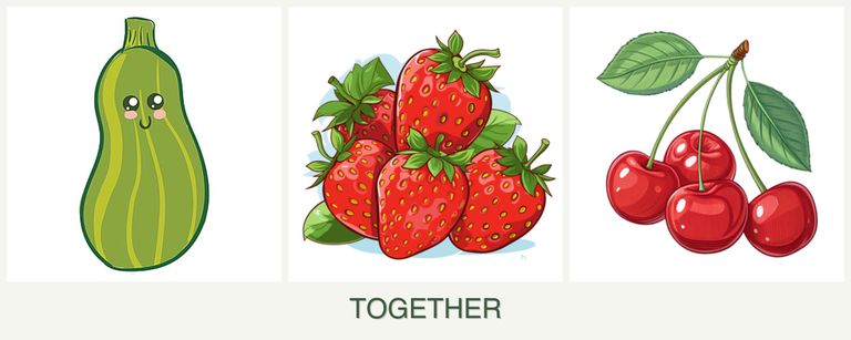 Can you plant zucchini, strawberries and cherries together?