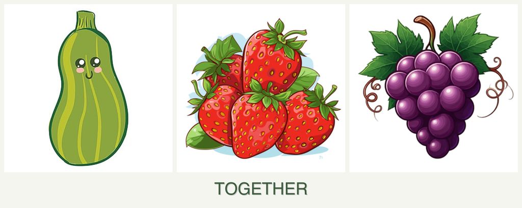 Can you plant zucchini, strawberries and grapes together?