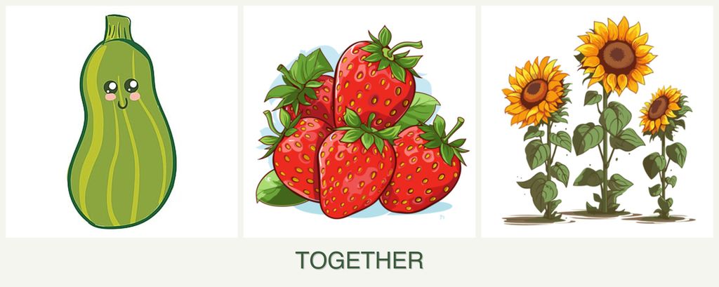 Can you plant zucchini, strawberries and sunflowers together?