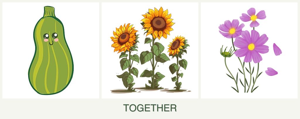 Can you plant zucchini, sunflowers and cosmos together?