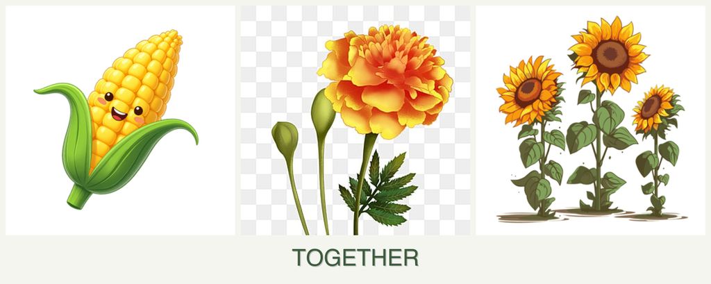 Can you plant corn, marigolds and sunflowers together?