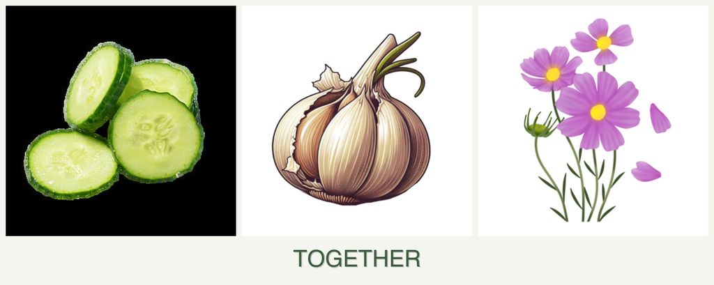 Can you plant cucumbers, garlic and cosmos together?
